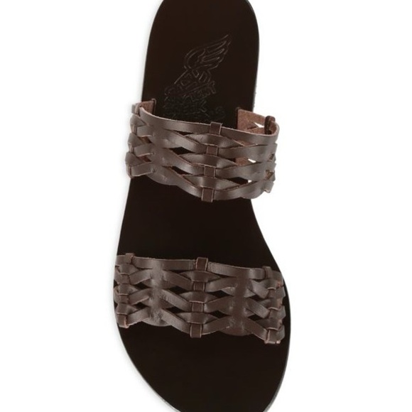 ANCIENT GREEK SANDALS Melia Meliva Woven Brown‎ Toe Slip On Leather 39 - Picture 2 of 10